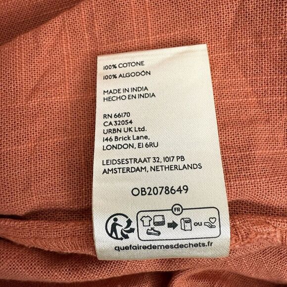 Free People Porto Top & Shorts Set S Orange Puff Sleeve Peter Pan Collar NWT - Picture 11 of 16